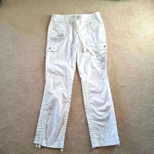 INC International Concepts White Size 10 Cargo Pants  Embroidered Adjustable